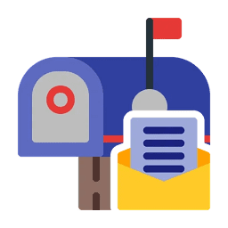 Mailbox with letter and flag raised