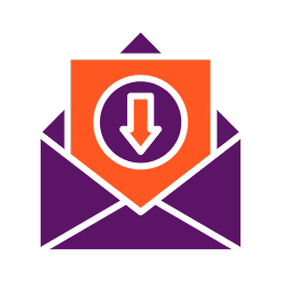Download arrow above purple envelope
