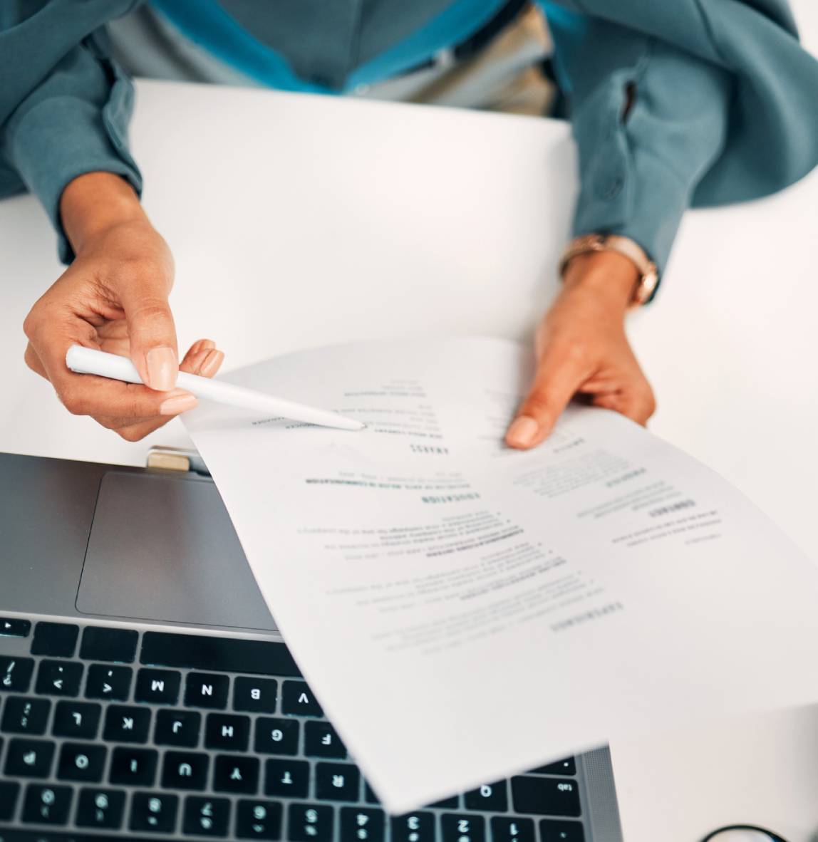 Reviewing documents over a laptop